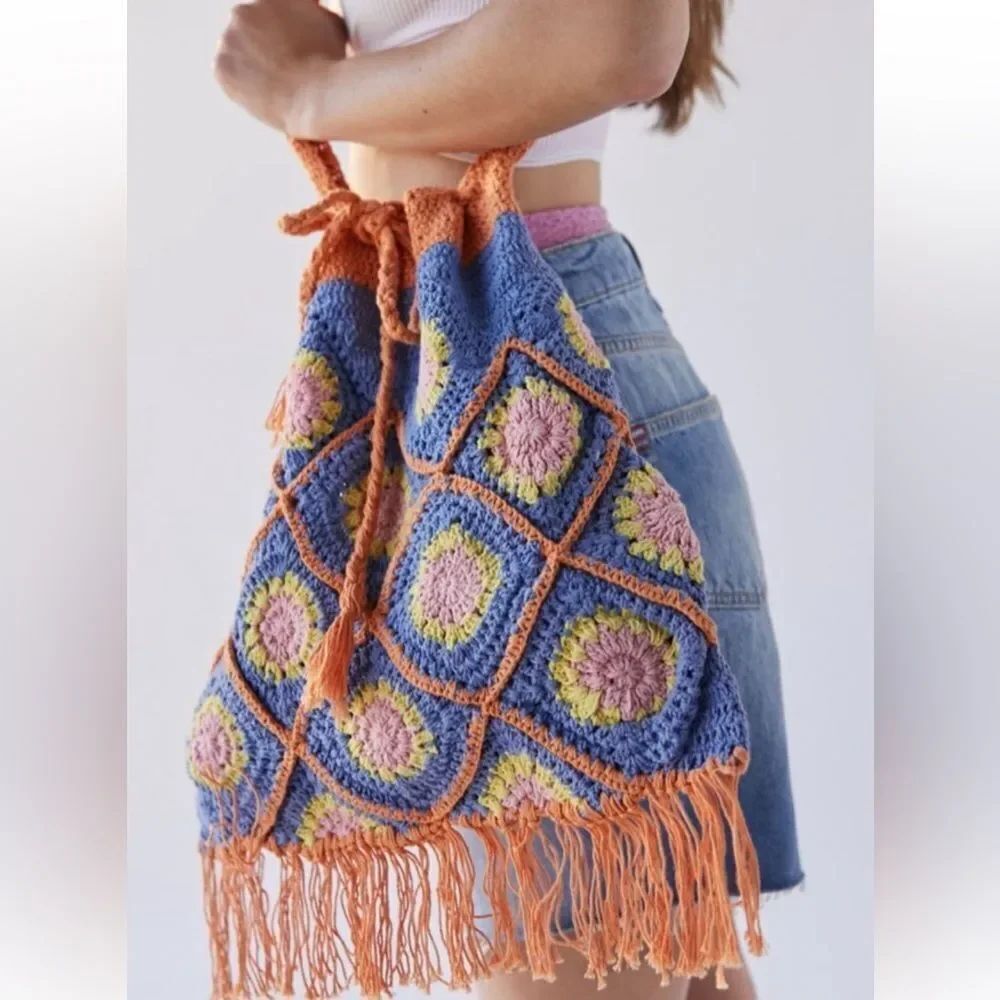 Urban Outfitters Koa Fringe Shoulder Bag Orange Blue
